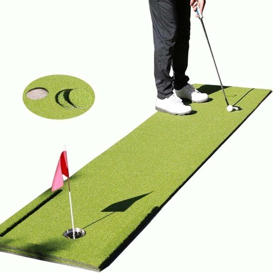 Golf Putting Mat - Putting Green - Putting Oefenen - Dubbelzijdig Gat - 61 x 61 cm - Groen