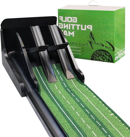 Golf Putting Mat voor Thuis en Kantoor - Indoor Oefenmat met Ball Return en Hellingsontwerp voor Perfecte Putts van Merkloos