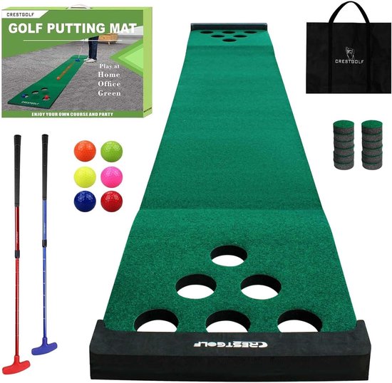 Golf Putting Mat voor Thuis - Perfect voor Oefenen met 2 Putters en 6 Ballen - Ideaal voor Beginners en Gevorderden