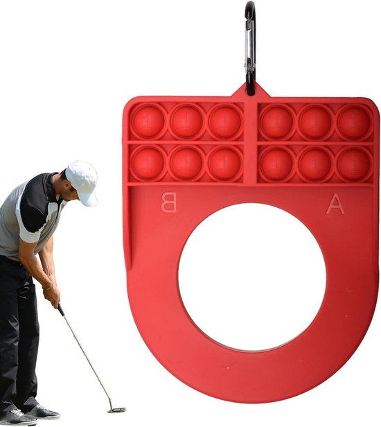 Golf Puttingbeker - Oefenbeker Golf - Golfvaardigheid Verbeteren - Geïntegreerde Sleutelhanger - 18 x 13.7 x 2.8 cm - Rood