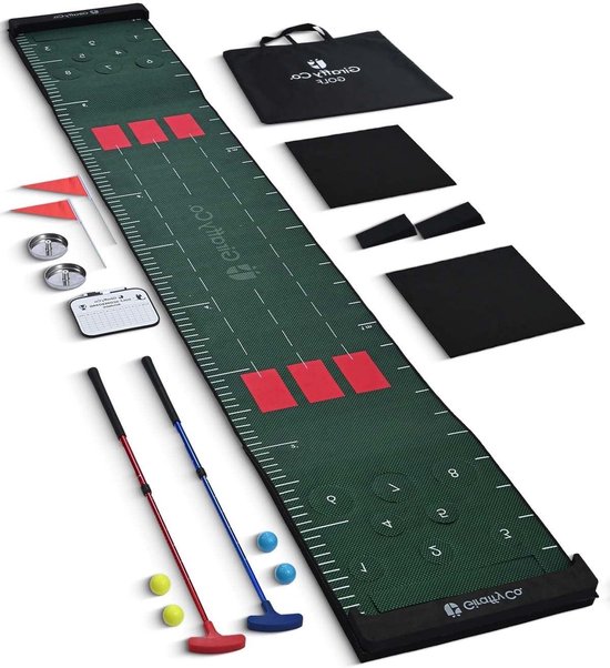 Golf Puttingmat Set - Indoor Green - Golf Training - Complete Set Inclusief - 67 cm Breed - Zwart