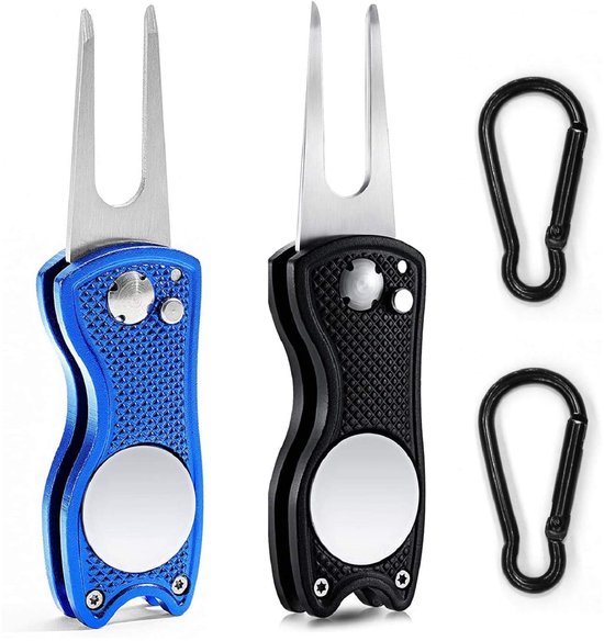 Golf Reparatie Tool met Vouwbare Pitchfork en Karabiner, 2 Stuks van GOLF