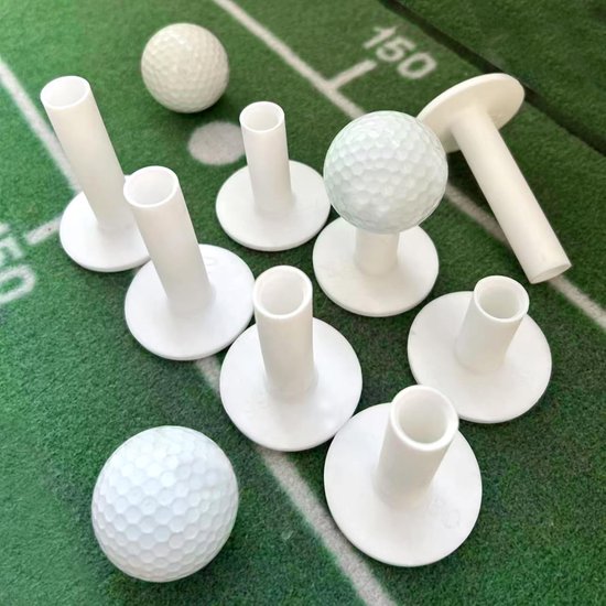 Golf Rubber Tees - Oefen Tees - Golf Training - Simulator Geschikt - 8 Stuks - Wit
