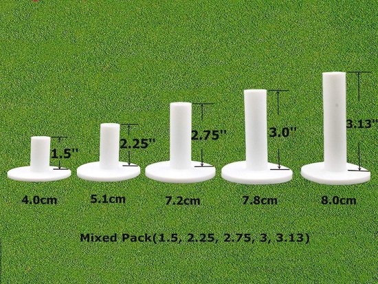 Golf Rubber Tees voor Driving Range - 5 Pack, Gemengde en Gelijke Maten, Duurzaam voor Praktijk