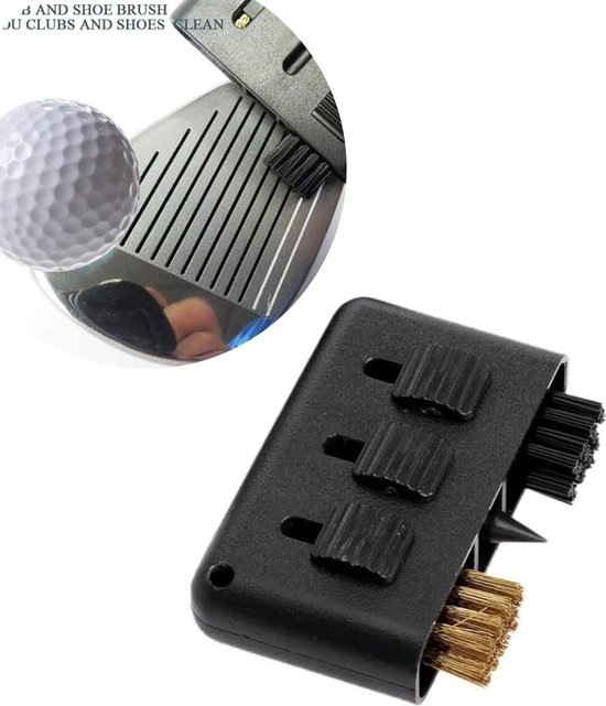 Golf schoonmaakborstel - Golfclub borstel - 3 in 1 compact - Golfbalcleaner - Golf schoonmaakborstel - Golfaccesoires - Golftrainingsmaterialen - trolleyaccesoires - Golfset van Merkloos