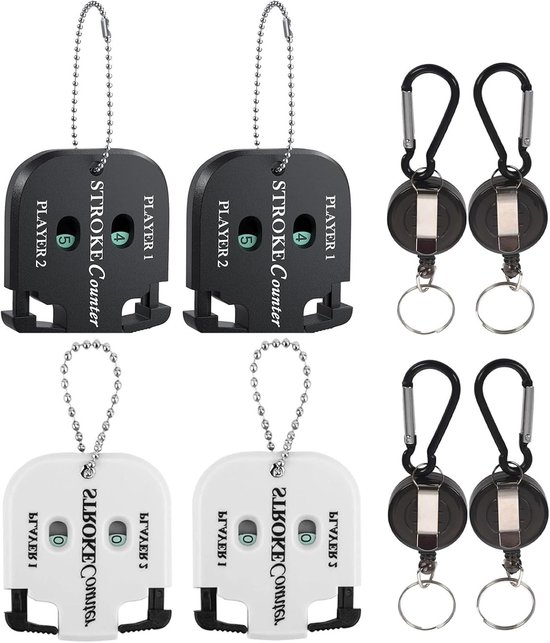 Golf Score Counter Set - Aluminium en ABS - 4 stuks met karabijnhaken - Ideaal voor toernooien - ShopVlot