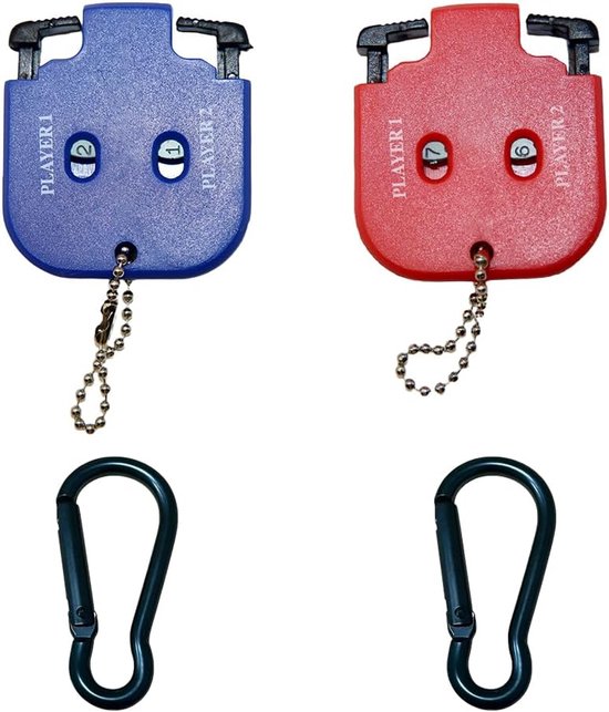 Golf Score Counter - Set van 2 vierkante tellers - Blauw en rood - Handig voor 2 spelers - ShopVlot