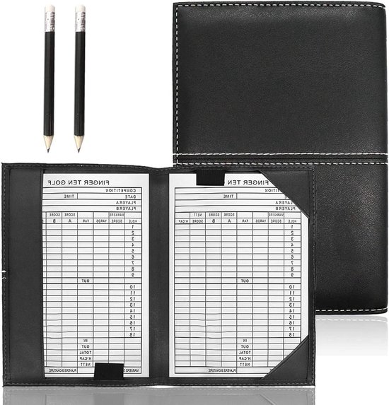 Golf Scorecard Houder - Scorekaarthouder Golf - Golfen - Synthetisch Leer - 23.8 x 16.8 cm - Zwart van Merkloos