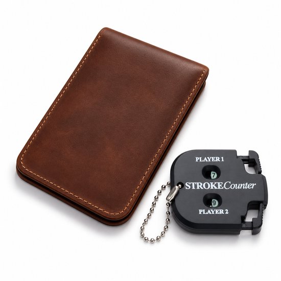 Golf Scorekaart Set – Leren Scoreboekje + Stroke Teller - Golf Accessoires - Cadeau Set van Merkloos