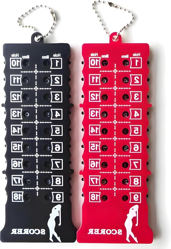 Golf Scoreteller Set - Handteller Slagenteller - Score Bijhouden - Compact Clip-On - 2 Stuks - Rood en Zwart van GOLF