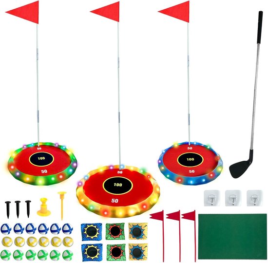 Golf Set 40 Stukken - 2-in-1 Lichtgevende Golfset - Inclusief 6 LED Doelen en 18 Ballen - ShopVlot