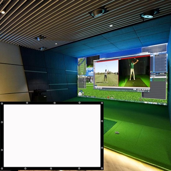 Golf Simulator Scherm - Impact Scherm Golftraining - Golf Oefenen - Schokabsorberend Materiaal - 84 inch 16:9 - Wit van GOLF