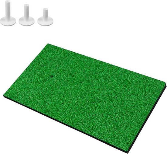 Golf slagmat - teegras - ruw gazon - fairway gazon - draagbaar - meerdere versies - binnen en buiten - oefening - trainingsmat - 3 stuks rubberen tees van Merkloos