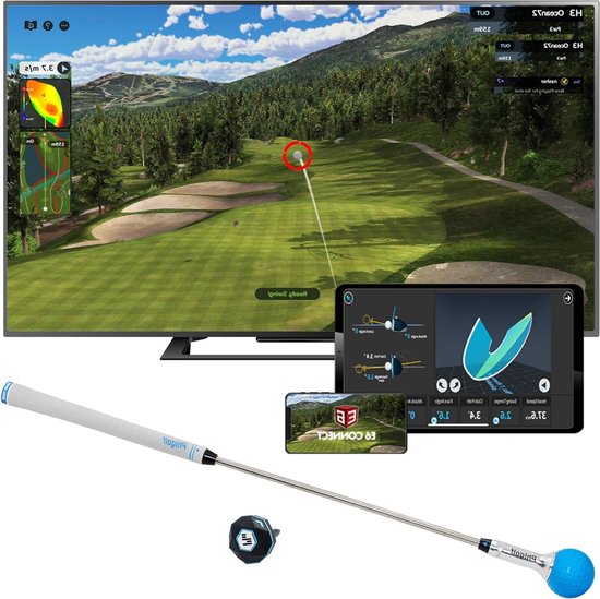 Golf Spel Simulator - Golf Trainer - Binnen Golfen - 38000+ Golfbanen - 7.62 x 12.7 x 63.5 cm - Grijs