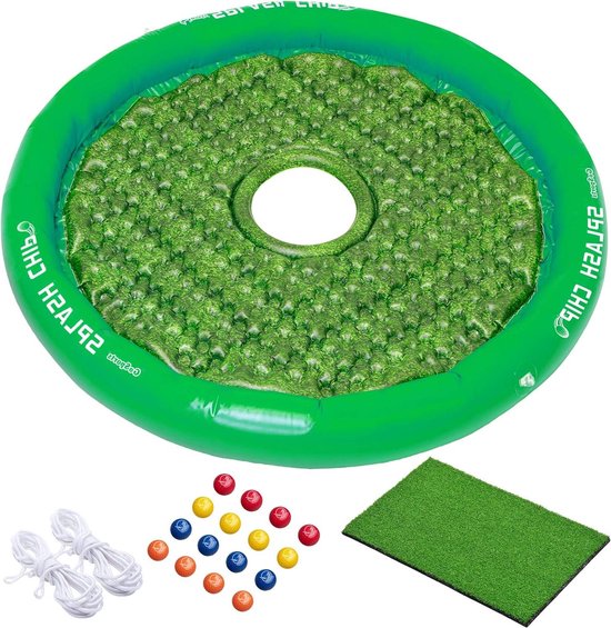 Golf splashchip-01 drijvend golfspel met chipdoel - inclusief 16 foam golfballen - groen chipping mat - UK