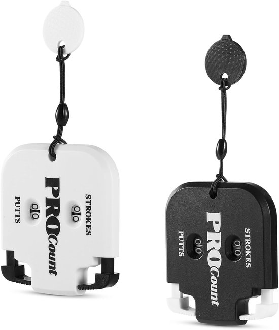 Golf Stroke Counter Clicker - 2Pcs Mini Portable Score Keeper - Dial Reset Tool Keychain voor Outdoor Sports Scoreboard Games - Golf Accessoires (Black + White) van Merkloos