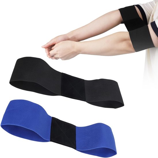 Golf Swing Arm Band Set - Elastische Correctieve Armband voor Beginners, Trainingshulpmiddel voor Verbetering van Golftechniek en Beweging (Zwart, Blauw)