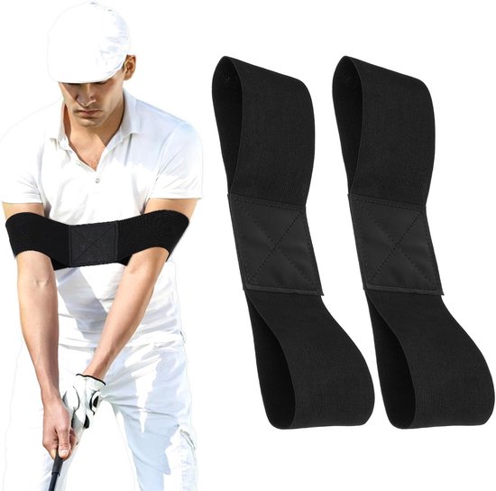 Golf Swing Armband - Elastische Trainingband voor Armbeweging en Lichaamssynchronisatie - Verstelbare Correctieband voor Gecontroleerde Slagen - 2 stuks Zwart