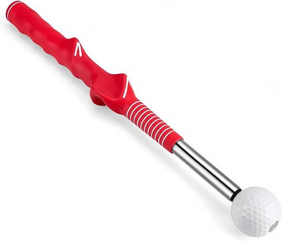 Golf Swing Trainer - Golfhulp Golfoefening - Golfswing Verbeteren - Met Impact Geluid - 385-66cm Intrekbaar - Rood