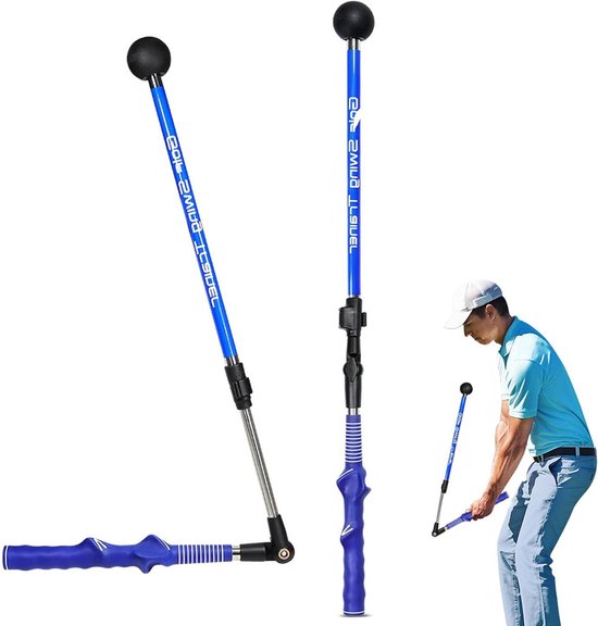 Golf Swing Trainer - Golftrainingshulp Swing - Kracht Tempo Training - Instelbare Lengte - 79-110 cm - Blauw