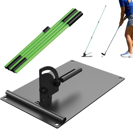 Golf Swing Trainer - Hulpstuk Golf - Techniek Verbeteren - Verstelbaar Niveau - Compact Opvouwbaar - Zwart
