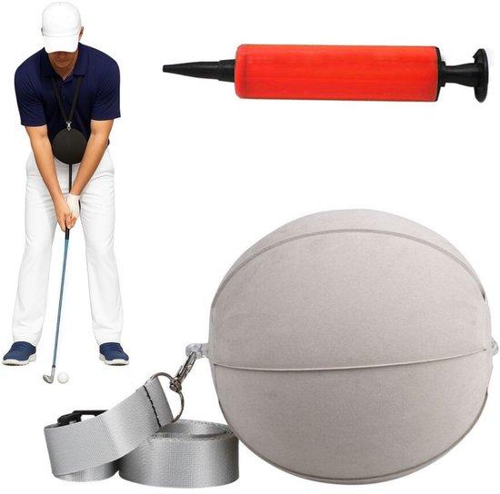 Golf Swing Trainer met Smart Ball en Pompset - Inflatabel Oefenhulpmiddel voor Correcte Slaghouding - Verbeter Arm-Lichaam Coördinatie - Slagtiming en Impact - Instelbare Nekband - Voor Beginners en Gevorderden - Op de Golfbaan en Thuis Te Gebruiken van Merkloos