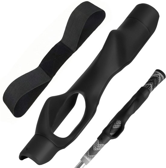 Golf Swing Trainer Set 2-in-1 - Arm Correctie Band & Ergonomische Grip Trainer - Golf Houding Correctie - Spiergeheugen Training - Golf Accessoires - Zwart van Merkloos
