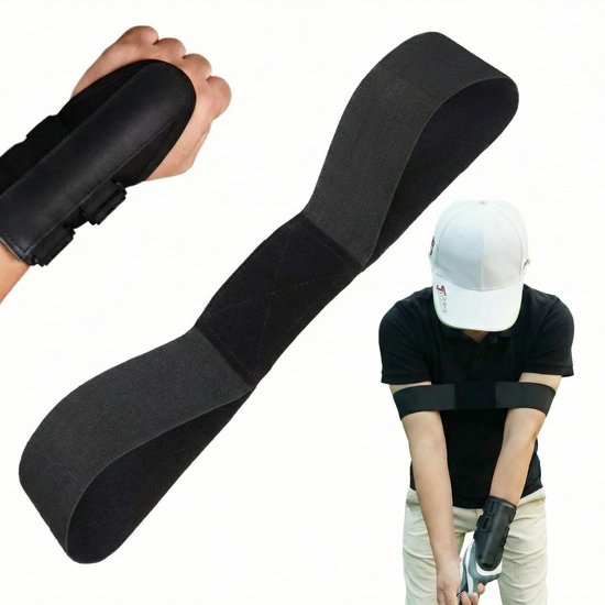 Golf Swing Trainer Set 2-in-1 - Arm Correctie Band & Pols Trainer - Golf Houding Correctie - Swing Aid voor Beginners - Golf Accessoires - Zwart