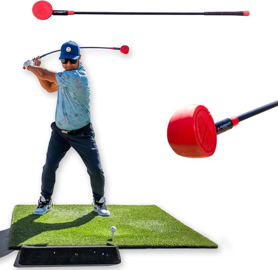 Golf Swing Trainer - Tempo Trainer - Golf Oefenen - Hittable Hoofd - One Size - Zwart/Rood