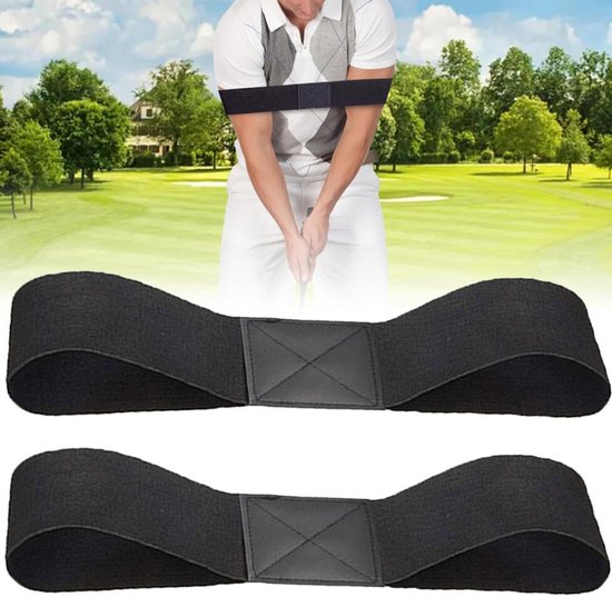 Golf Swing Training Band - Swingtrainer - 2 stuks - armsynchronisatie - trainingshulpmiddelen - Elastische golf trainingshulpband - Golf swing armband - Golf Hand Correctie Ban - Golf accessoires voor beginners - Zwart van Merkloos