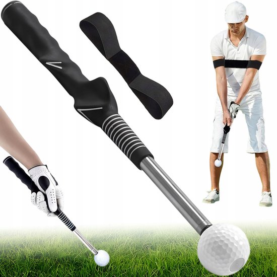 Golf Swingtrainer - Golfswing Oefenstick - Uitschuifbare - Compact 39-66cm Draagbaar - Corrigeert Houding & Versterkt Techniek - Antislip Greep - Voor Rechtshandig Thuis & Driving Range