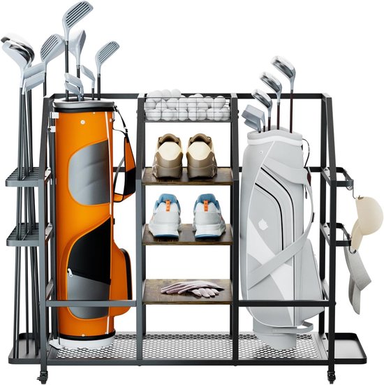 Golf tas - extra grote golf tas houder met wielen - stabiele golf tas rack voor 2 golf tassen - ShopVlot