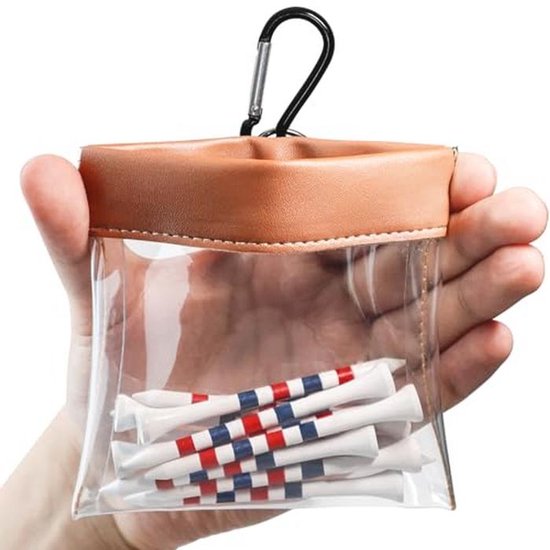 Golf Tee Ball Bag Pouch Clip Houder - Waterdichte Professionele Houder inclusief Houten Bamboe Tees voor Golfbaan van Merkloos