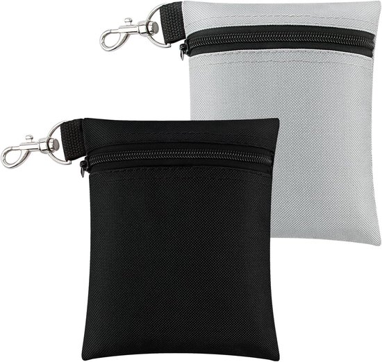 Golf Tee Tas - Accessoire Houder - Golf Benodigdheden - Draaibare Karabijnclip - 17 x 14 cm - Zwart Grijs