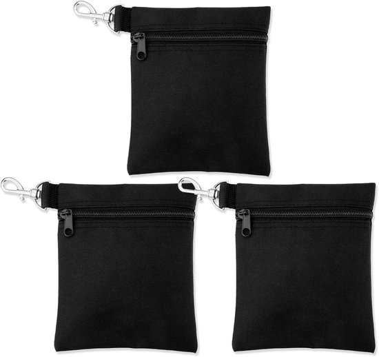 Golf Tee Tassen - Golfbal Zakjes - Golf Accessoires - Met Metalen Clip - 17x14cm - Zwart van GOLF