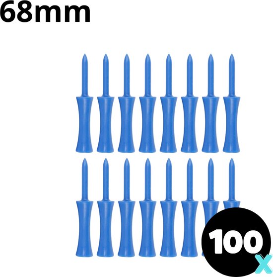 Golf tees - 100 stuks - 68mm - Duurzaam kunststof - Blue - Golf accesoires - Golfset - Golftee van Merkloos