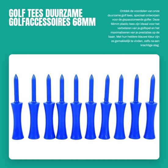 Golf Tees 100st - Kunststof 68mm - Duurzaam - Golf Accessoires - Lichtgewicht - Heldere Kleur - Golfhuls
