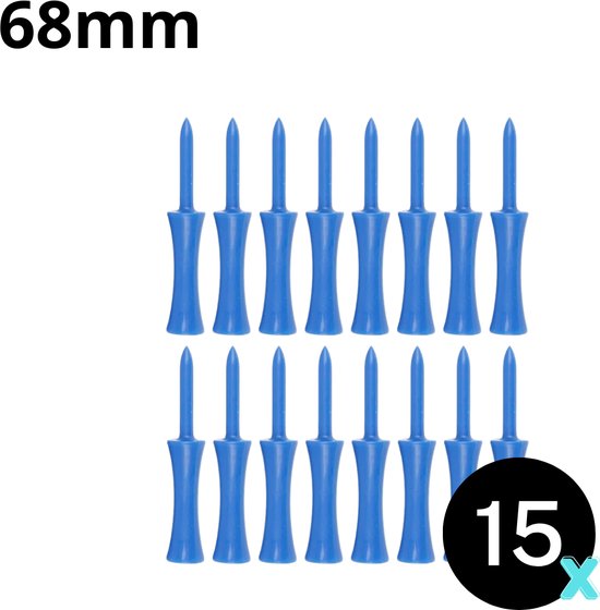 Golf tees - 15 stuks - 68mm - Duurzaam kunststof - Blue - Golf accesoires - Golfset - Golftee van LifeGoods