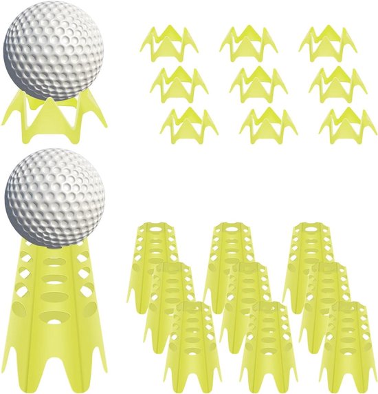 Golf tees - 20 ST.（10 grote + 10 kleine）- Duurzaam kunststof - Golf accesoires - Golfset - Golftee - Golf Tee Plastic - lichtgewicht golfsimulatortees - herbruikbare - voor kunstgras en driving range - voor thuis, buiten en binnen - geel