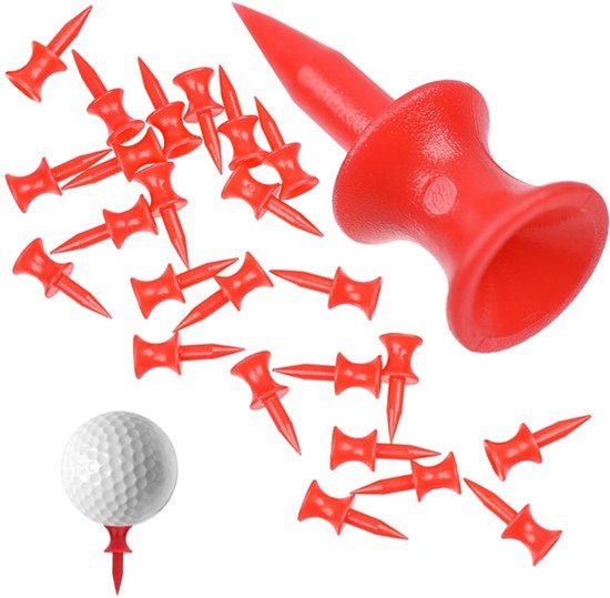 Golf Tees 31 mm - Kunststof - Onbreekbaar - 100 Stuks - Rood - Duurzaam Materiaal - Golfhuls