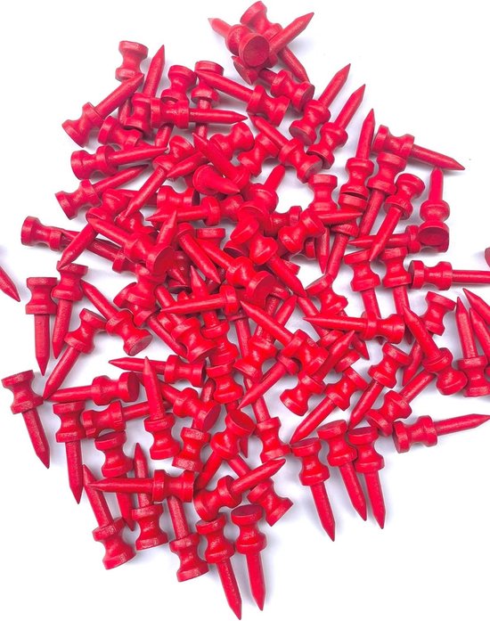 Golf Tees Bamboe - Golf Tuitjes - Golfen op de baan - Biologisch afbreekbaar materiaal - 100 stuks 32mm - Rood