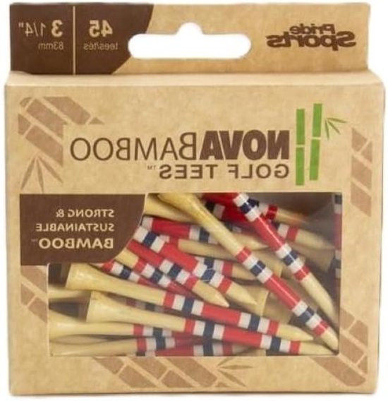Golf Tees Bamboe - Tees Golf - Golfspel Verbeteren - Milieuvriendelijk Materiaal - 3-1/4 inch - Rood Wit Blauw