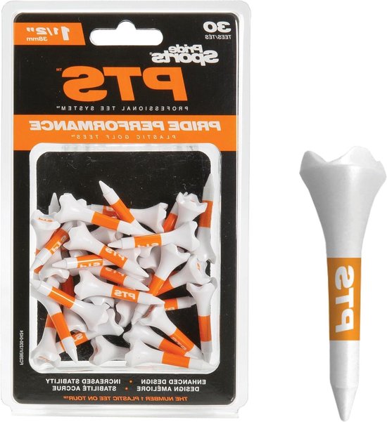 Golf Tees - Golf Ball Holders - Golfen op de baan - Weerstandsarme punten - 30 stuks - Wit Oranje van GOLF