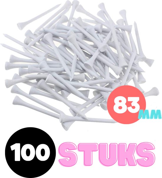 Golf tees hout - 100 stuks - 83mm - Wit - Golf accesoires - Golfset - Golftees - Golftee - Golfaccesoires van Muahza.