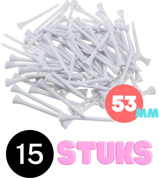 Golf tees hout - 15 stuks - 53mm - Wit - Golf accesoires - Golfset - Golftees - Golftee - Golfaccesoires van Green.