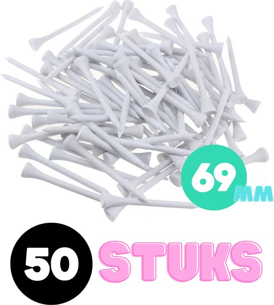 Golf tees hout - 50 stuks - 69mm - Wit - Golf accesoires - Golfset - Golftees - Golftee - Golfaccesoires van LifeGoods