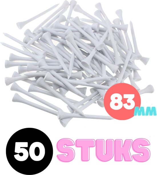 Golf tees hout - 50 stuks - 83mm - Wit - Golf accesoires - Golfset - Golftees - Golftee - Golfaccesoires van Puro Golf
