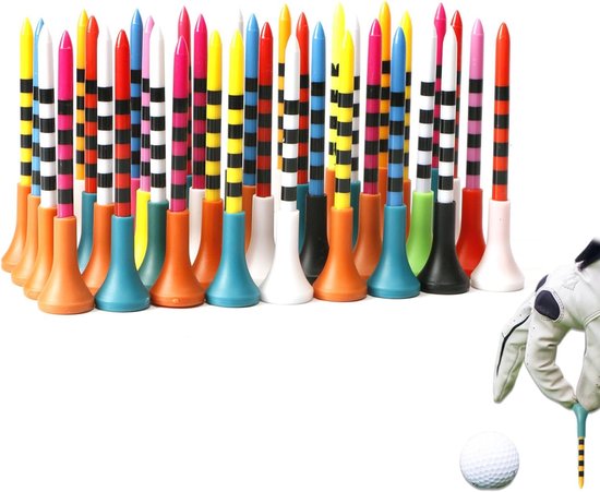 Golf Tees Plastic - Golf Accessoires - Golf Training - Duurzaam Herbruikbaar - 70 mm - Gekleurd