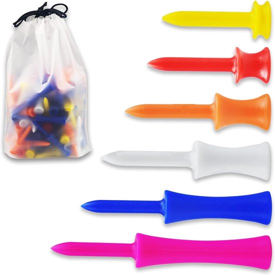 Golf Tees Set - Golfbal Nagels Tacks - Golf Bal Ondersteunen - Duurzaam PP Plastic - 120 Stuks - 6 Kleuren