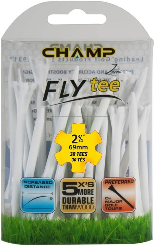 Golf Tees - Tee Houder - Golfen op de baan - Lage wrijving ontwerp - 69 mm 30 stuks - Wit
